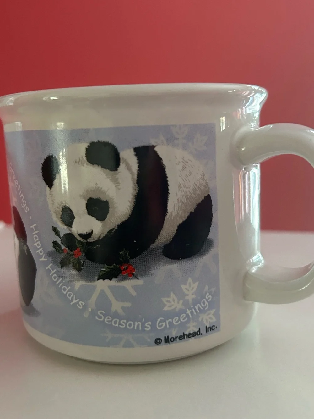 Vintage Morehead Inc Holiday Panda Ceramic Mug - Red Bow